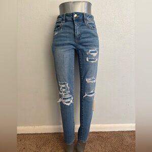 American Eagle High Rise Distressed Blue Jeans
